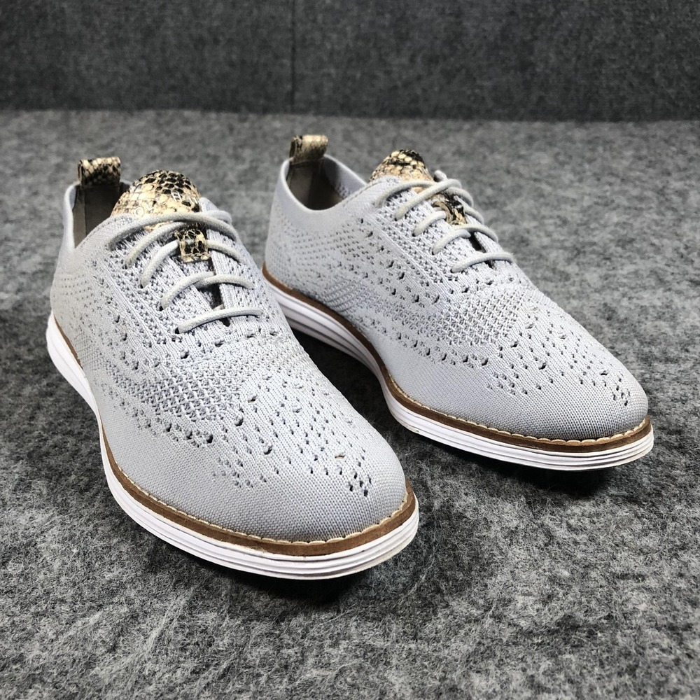 Cole Haan Grand.OS Sneakers Womens 6.5 Gray Knit Snake Print W20403‎